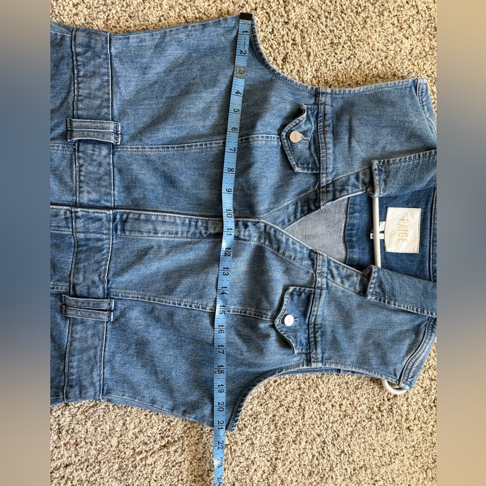 PAIGE Blue Denim Kelsee Tie Belt Sleeveless Mini Shirtdress Size 14 - Picture 8 of 8